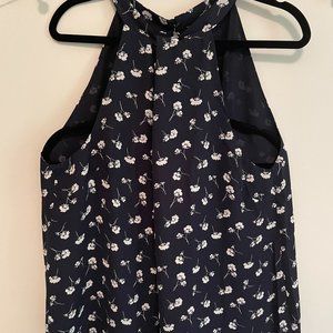 Ann Taylor Floral High Neck Sleeveless  Halter Top
